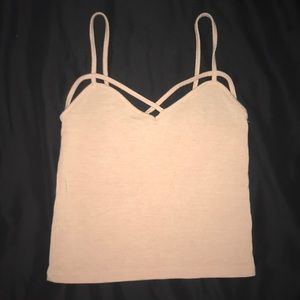 Forever 21 Pink Criss Cross Cropped Tank Top